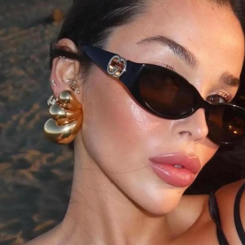 Oval Simple Sunglasses 2025 New Sunglasses for Women Modern Narrow Frame Anti-Uv Sunglasses High-End