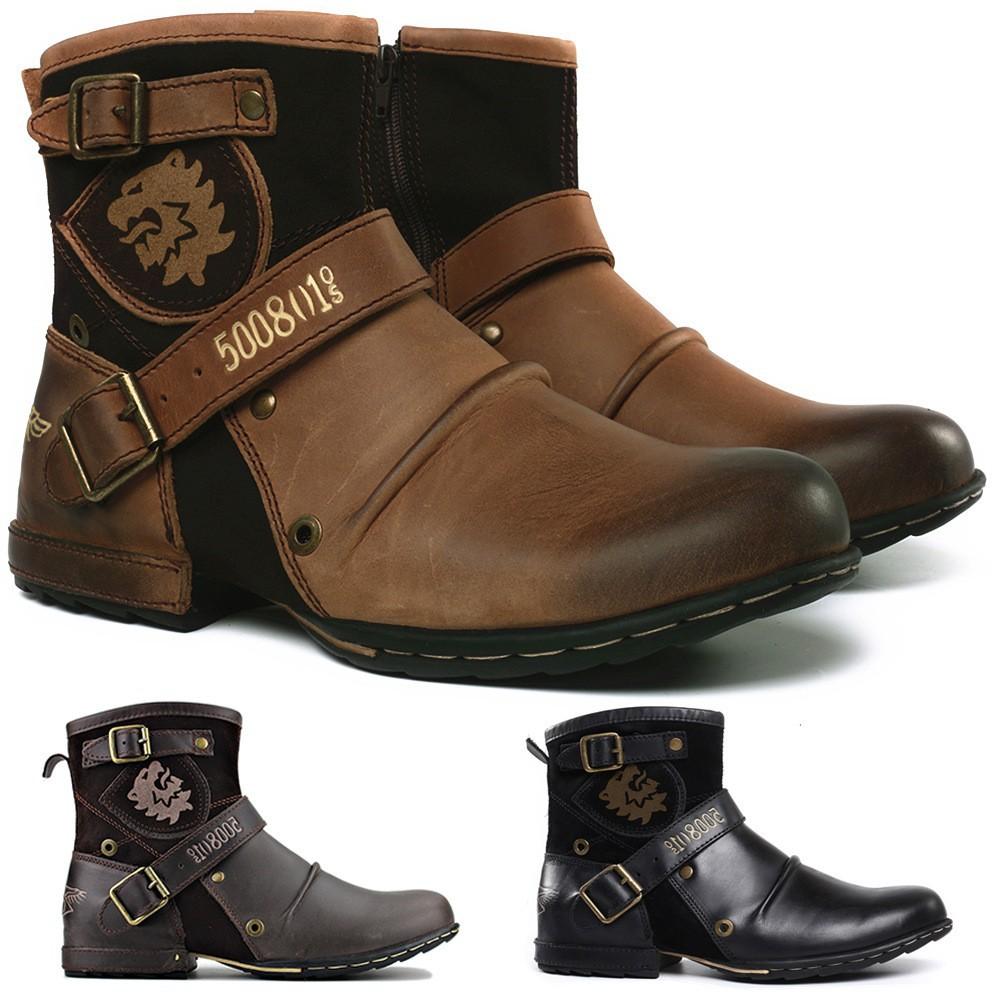Aorixin Cross-Border 5008 Western Cowboy Color-Changing Martin Shoes Men's Leather Shoes Zipper Bag Packaging Without Shoe Box