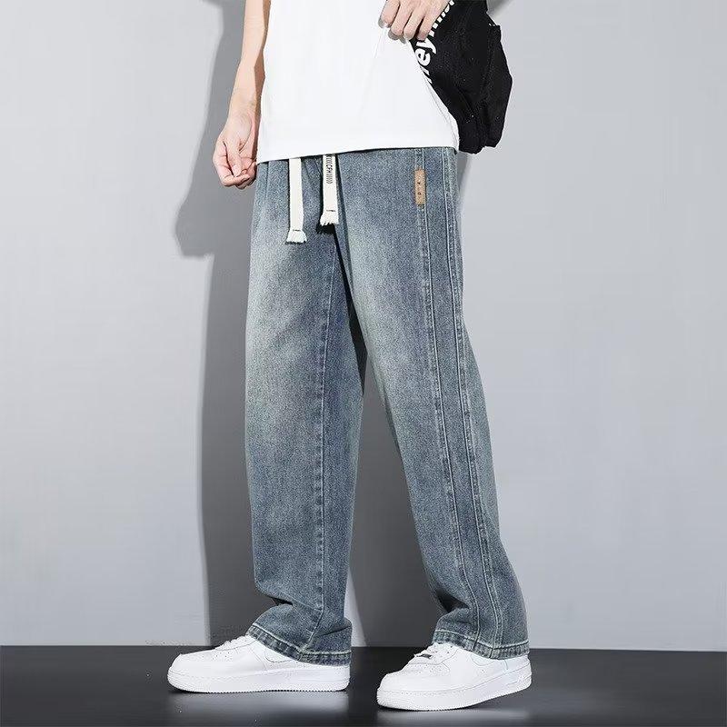 Men's Casual Jeans Trendy Brand Used Pants Trendy All-match Spring and Autumn High-rise Comfortable Straight Loose Wide-leg Pants