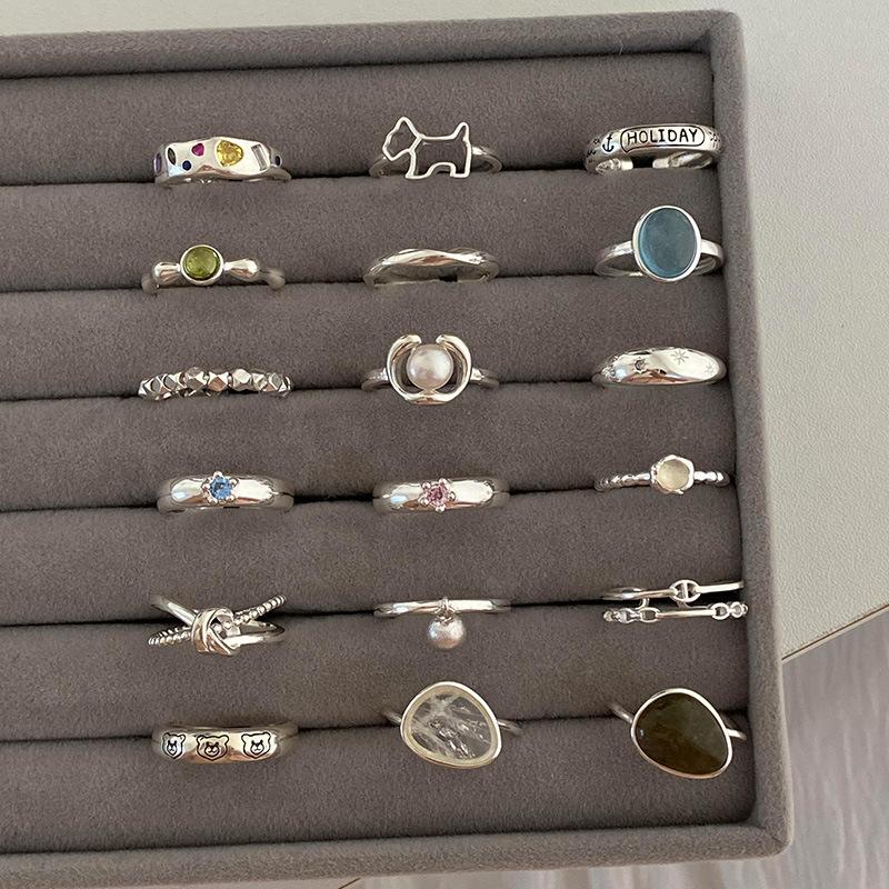 Summer Daily S925 Sterling Silver Same Style Ring Women's Color-free Light Luxury Finger Ring All-match High-end Open Finger Ring