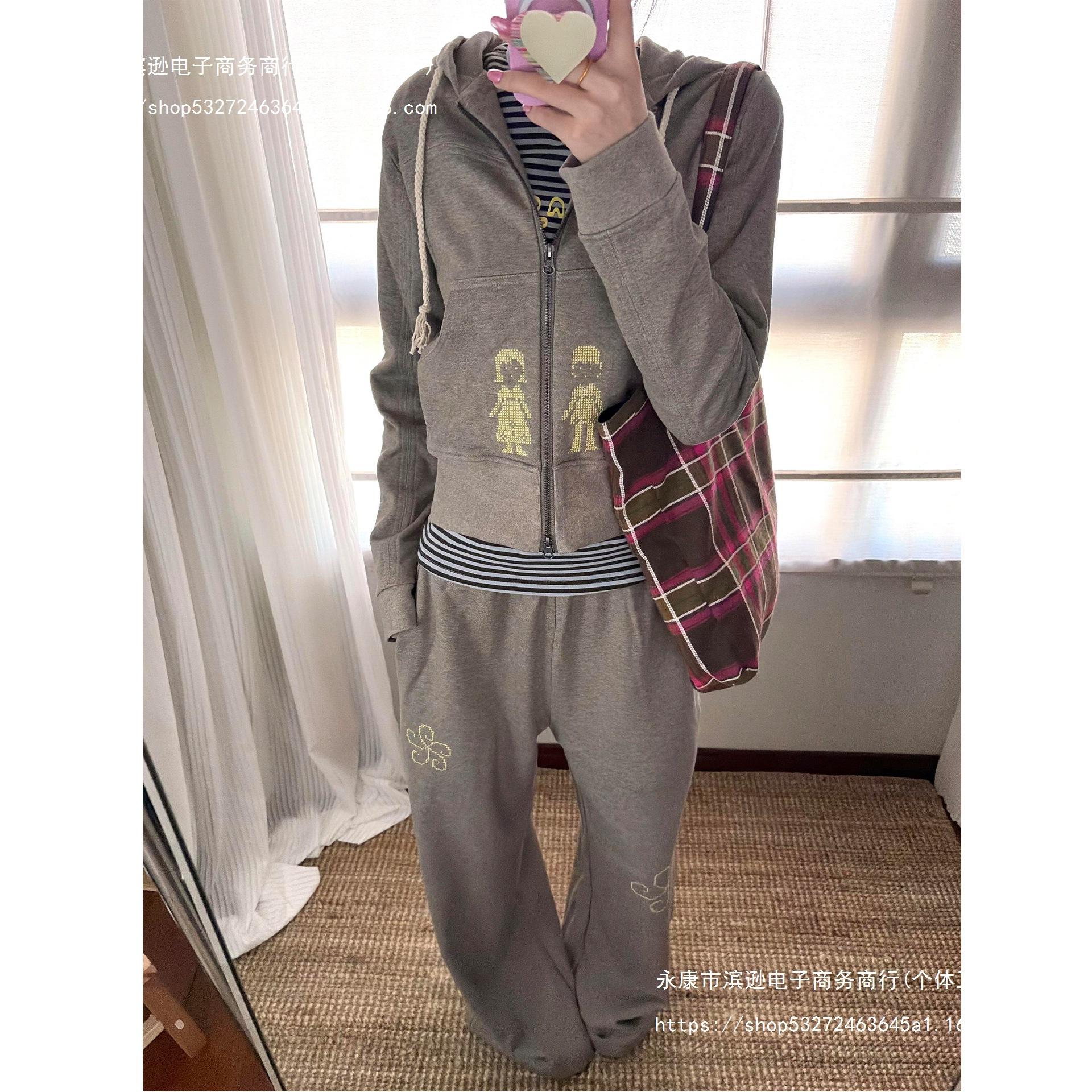 [Original Design] Women's Casual Sportswear Set for Spring and Autumn, Loose-fitting Hooded Sweatshirt and Long Pants Two-piece Set