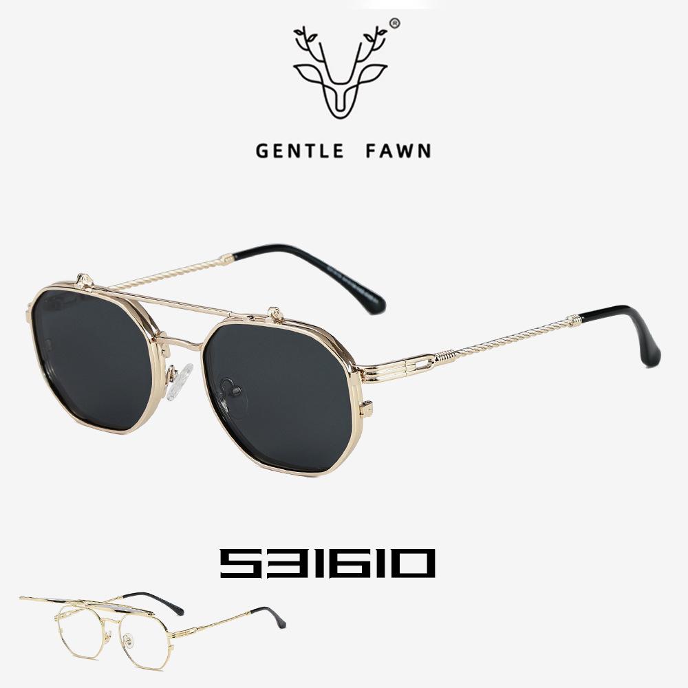 S31610 factory New sunglasses women metal flip myopia polarized glasses retro punk small frame sunglasses wholesale