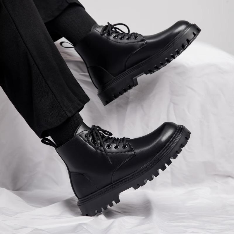 Chelsea Boots New Men's Leather Boots Autumn New British Style Martin Boots Men's Boots Leather Surface Solid Color Black