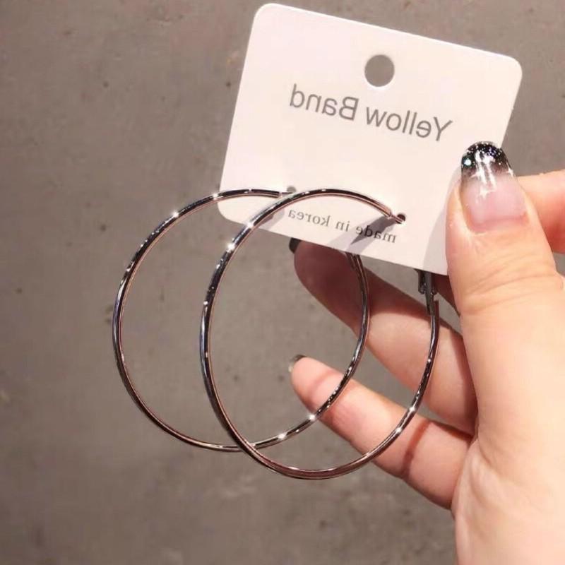 925 Silver Needle Hoop Earrings Hoop Earrings Exaggerated Stylish Elegant Ins Style Popular Earrings Ear Buckles Korean Metal