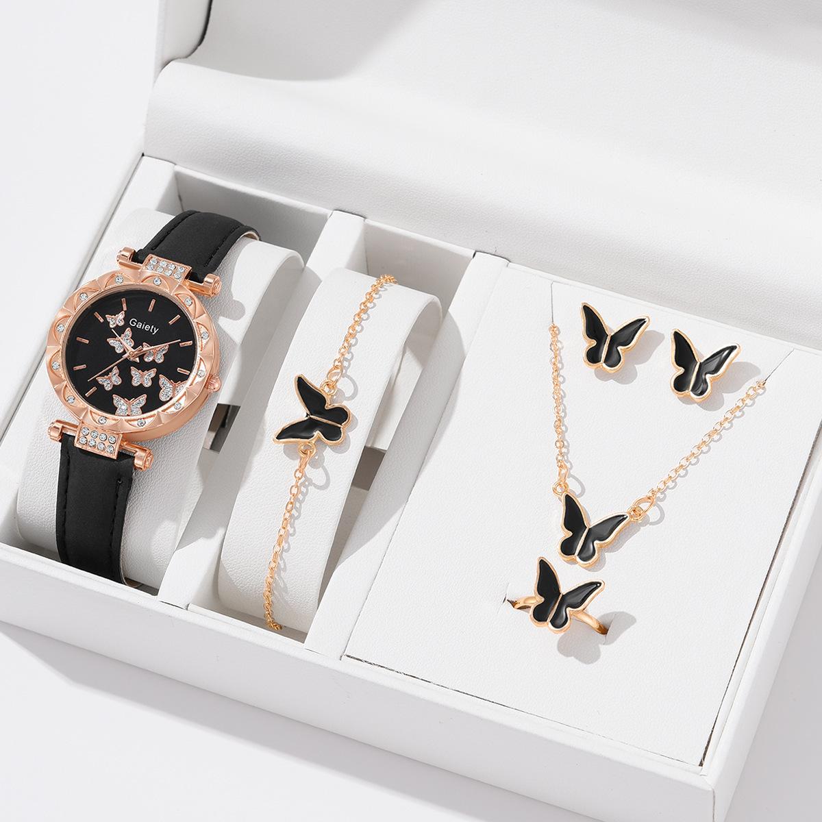 New TikTok Popular Women's Watch Fashion Personality Simple Watch Butterfly Digital Belt Watch Set