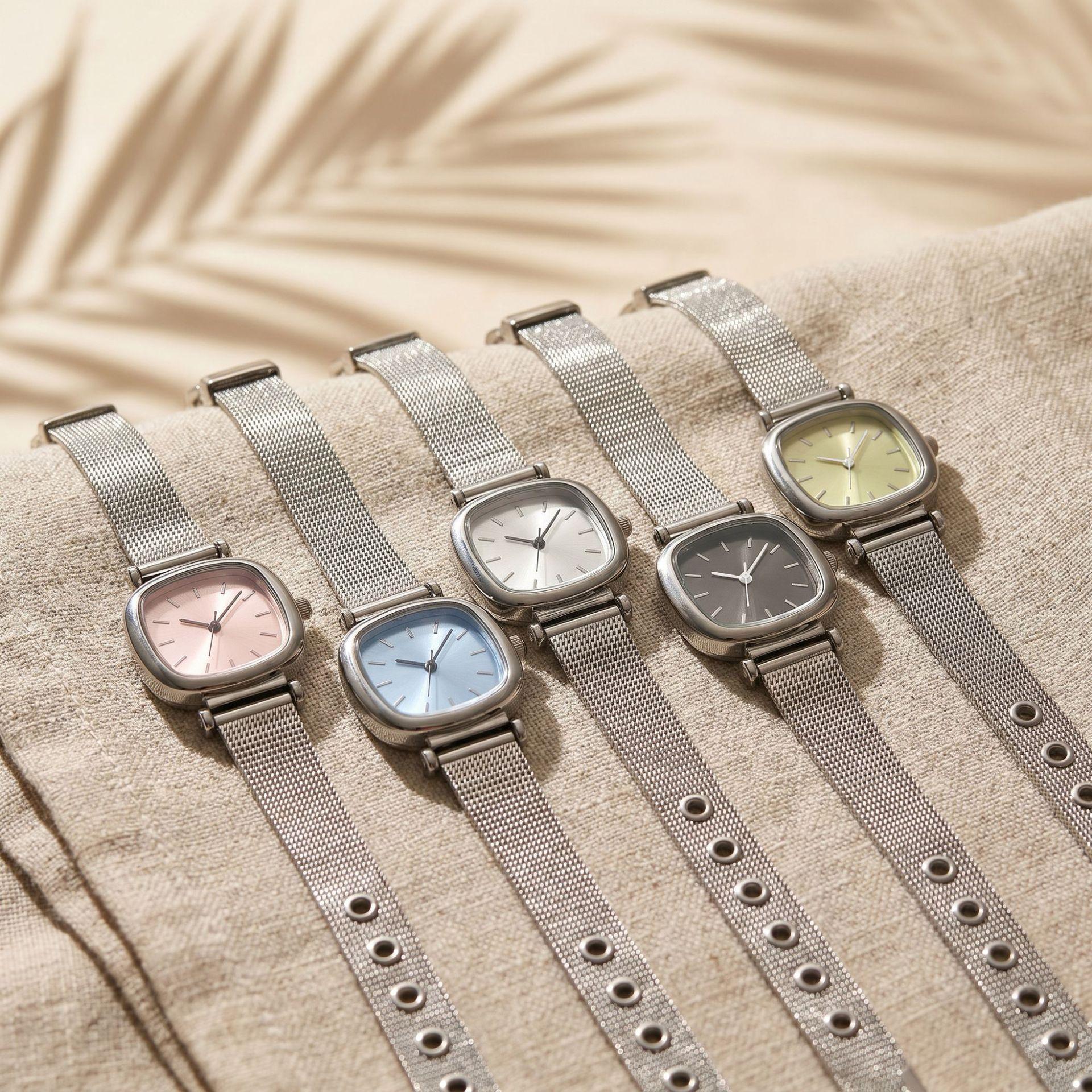 Spot Internet Celebrity Korean Watch Women's High-End Women's Watch Wholesale Niche Mesh Belt Ins Style Small Square Women's Watch