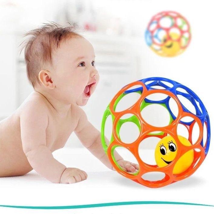 baby gum rattle hand ball children's grip training hole ball baby toys soft rubber ball