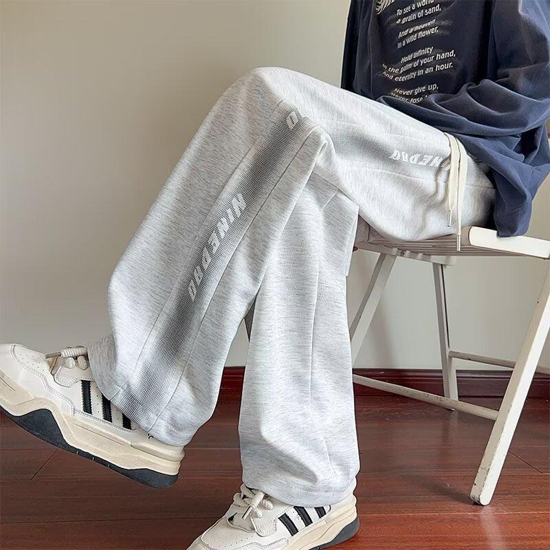 American Gray Sweatpants Men's Summer Spring Summer 2025 New Casual Pants Loose Straight Sports Trousers Trend
