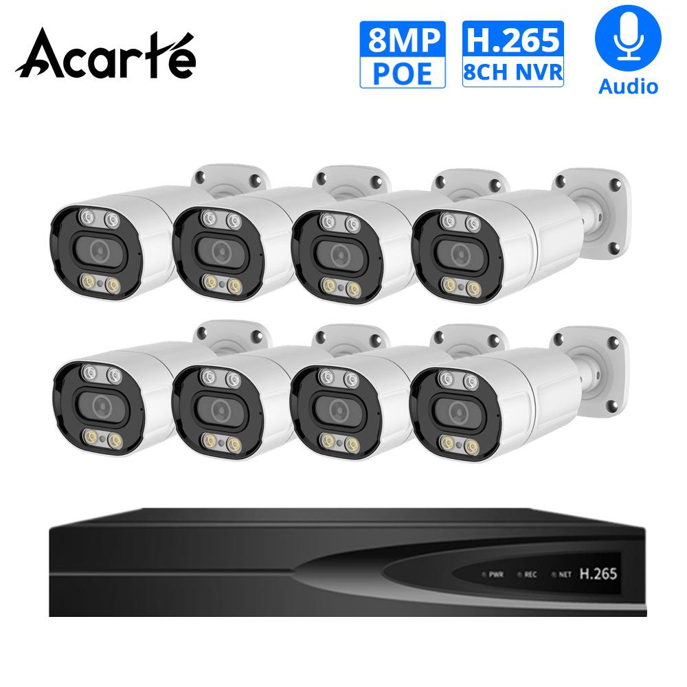 Acarte 8Mp 4K Camera Cctv Kit Fullcolor Cross-Border Poe Surveillance Camera Set