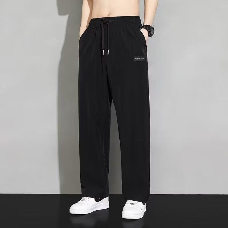 Direct from the Manufacturer: Men's Summer Thin Ice Silk Trendy Brand Large Size Straight-Leg Sports Cropped Versatile Casual Pants