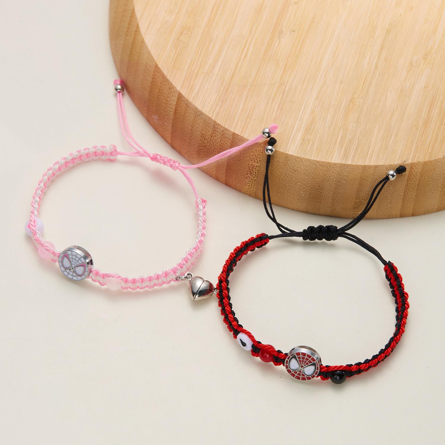 New Hand-woven Magnetic Bracelet Cross-border Creative Joker Spider-man Bat Couple Bracelet in stock Wholesale