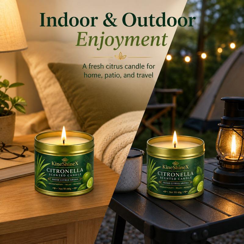 Kineshinex Lemongrass Scented Candle Has a Long-Lasting Fresh Fragrance, Suitable for Summer Garden Terrace Camping