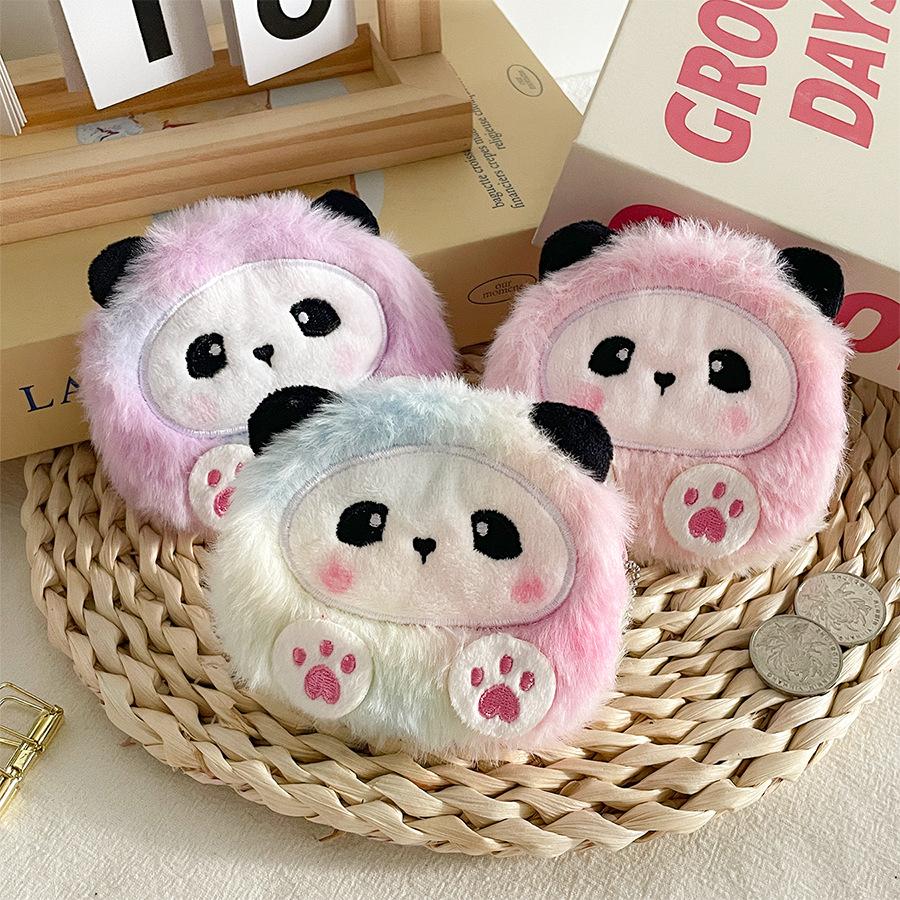 Cross-Border Cartoon Gradient Color Panda Coin Purse Children's Coin Storage Bag Card Holder Plush Wallet Unisex Gift