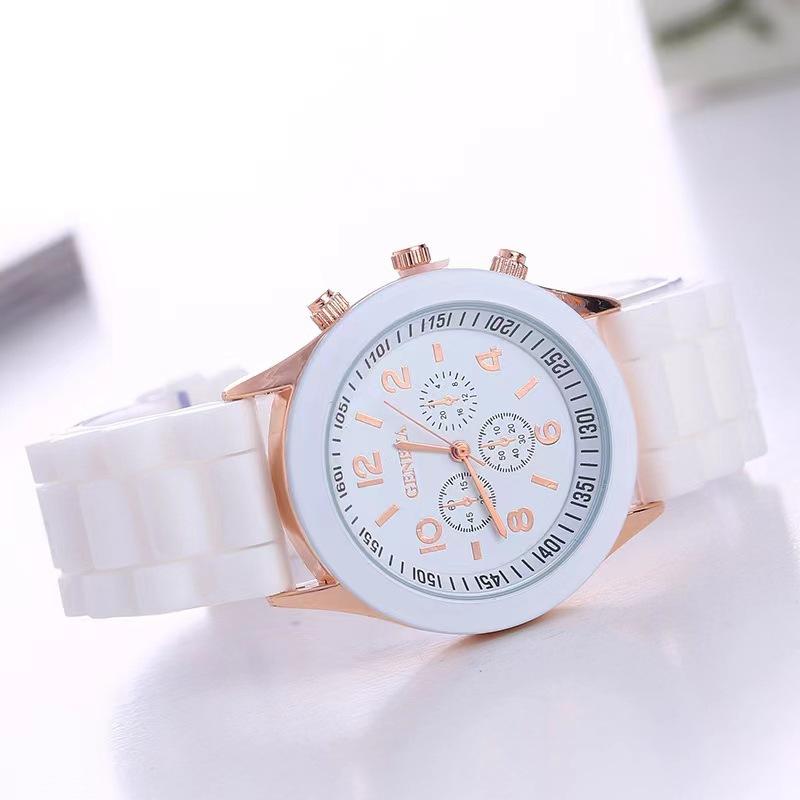 Hot-Selling Geneva Silicone Watch for Women, Korean Style, Fashionable and Beautiful, Colorful Jelly Student Casual Watch