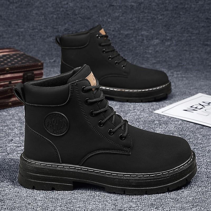 Spring New Breathable High-Top Martin Boots Men's British Style Retro Work Shoes Boots Thick-Soled Short Boots Casual Shoes