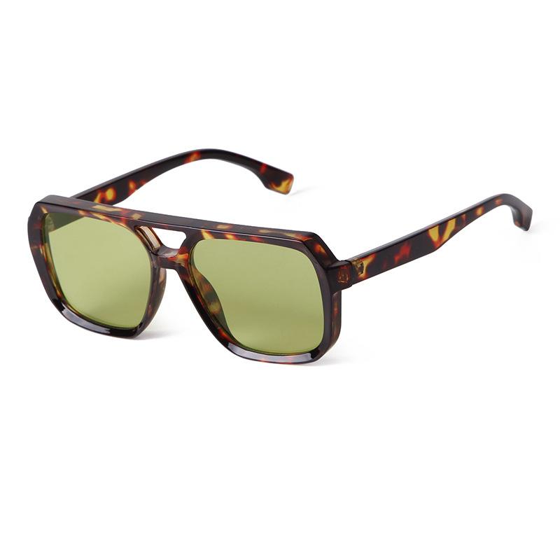 Cross-Border Hot-Selling Aviator Double-Beam Sunglasses for Men, Square Frame, High-End Sunglasses for Women, Uv Protection, Amazon