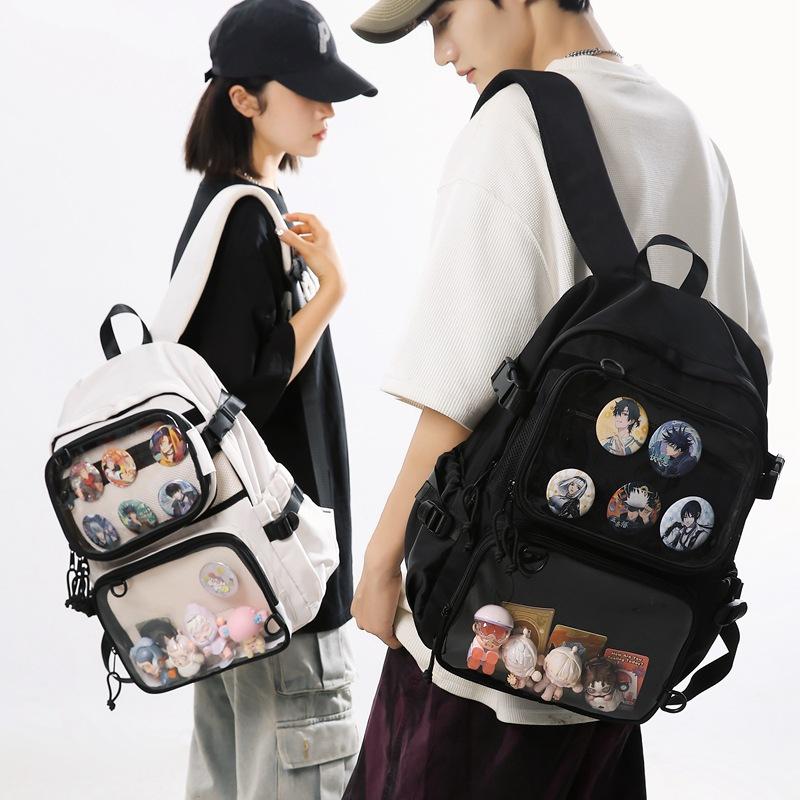 Two-Piece Anime-Style Backpack Set, Detachable, Multifunctional Pvc Pocket, DIY Large Capacity Doll Bag