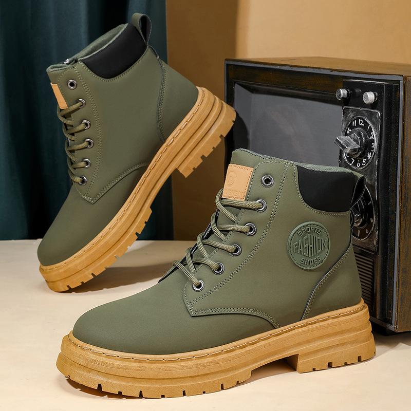 Spring and Autumn Men's Shoes New High-Top Martin Boots Men's Korean Version Versatile Thick-Soled Non-Slip Work Boots Short Boots Trendy Shoes