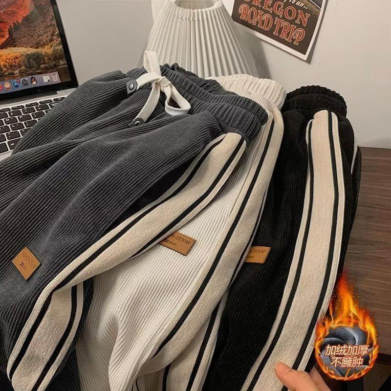 Corduroy Autumn and Winter Pants Men's Youth Casual Trousers Loose Fashionable Boys Sports High Street Straight Leg Wide Leg Pants