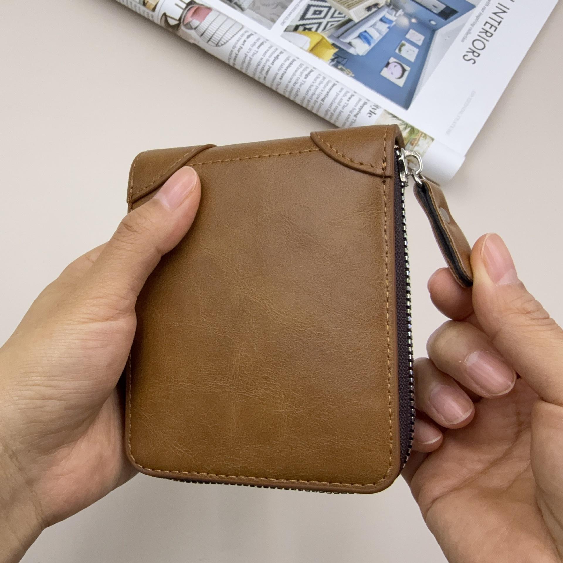 Cross-Border Zippered Wallet, Large Capacity, Multifunctional Vertical Wallet, Coin Purse, Coin Storage, Men's Short Wallet