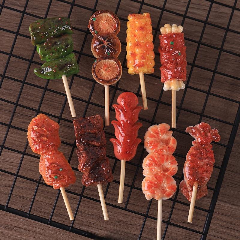 Creative realistic simulation of delicious barbecue skewers DIY resin accessories for dollhouse toy decorations