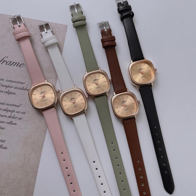 Ins Style Korean Style Simple Small Sugar Cube Watch Female Student Literary Thin Strap Small Dial Elegant Retro Quartz Watch
