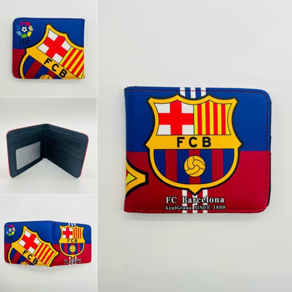 World Football Star Peripheral Short Bi-Fold Wallet Big Messi Character Football Team Logo Coin Purse Wallet