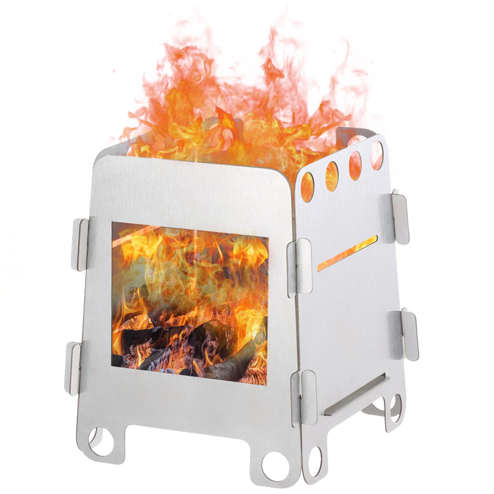 In-Stock Stainless Steel Card Stove with Alcohol Burner for Outdoor Camping, Detachable Barbecue Grill, Portable Heating Stove Wholesale