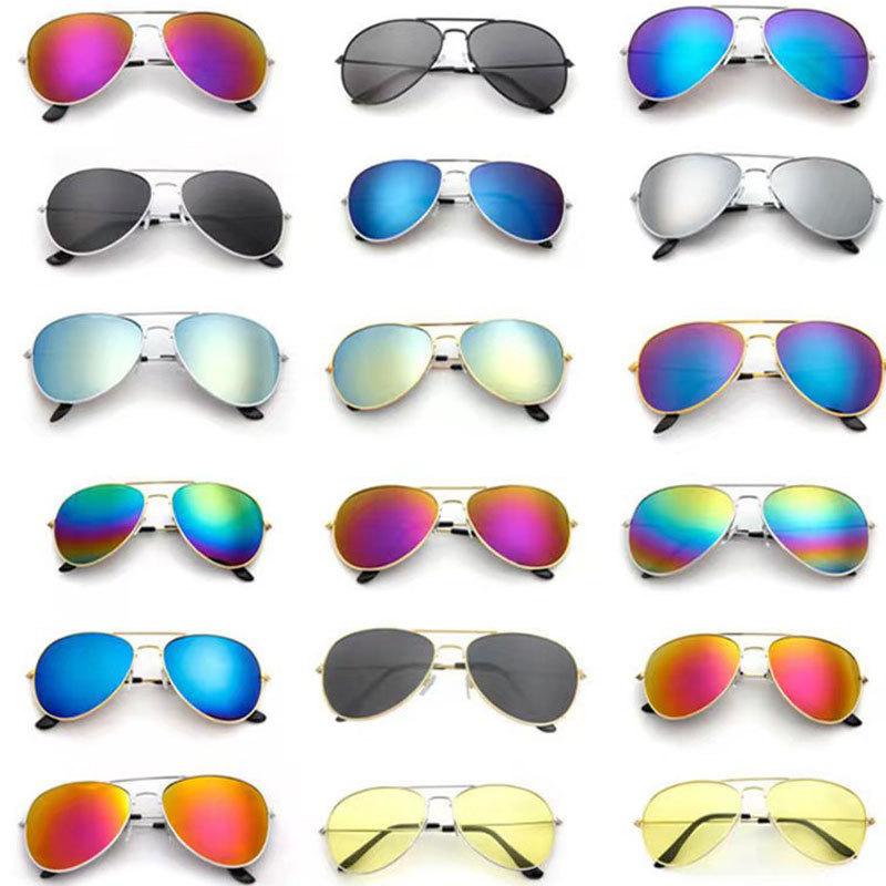 Hot-Selling 3026 Colored Film Sunglasses for Men and Women, Driving, Fishing, Trendy Sunglasses, Fashionable Aviator Glasses Wholesale