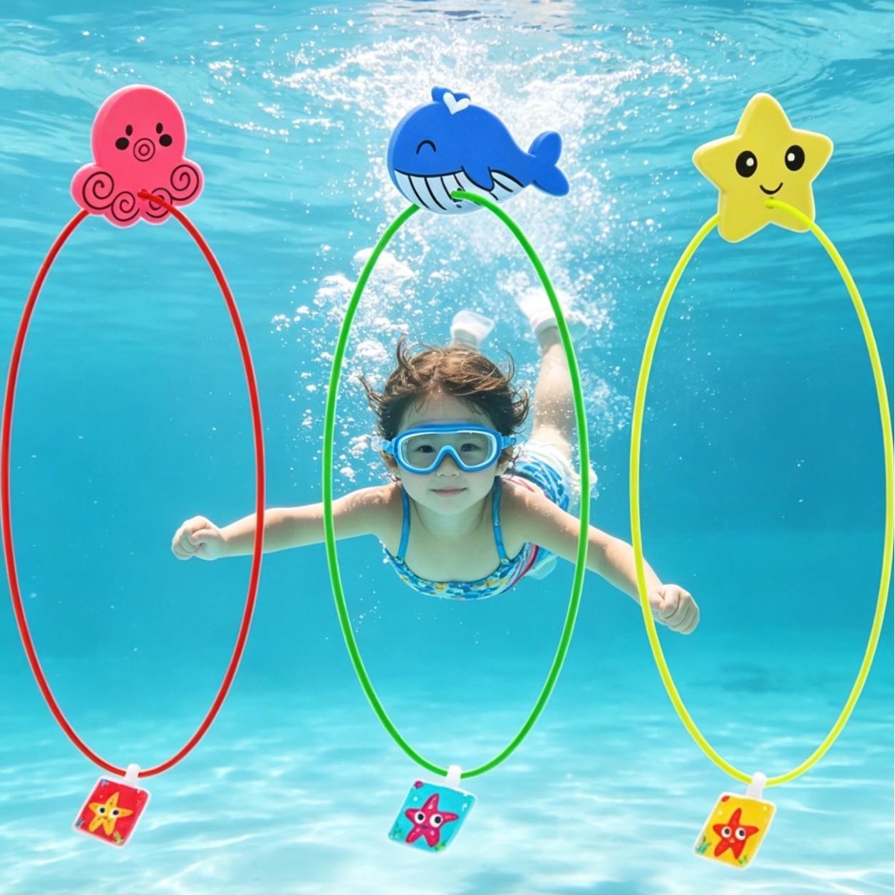 Swimming Pool Diving Ring, Swimming Pool Toy, Summer Diving Ring, Children's Game, Underwater Floating, Breath-Holding Training Teaching Aids