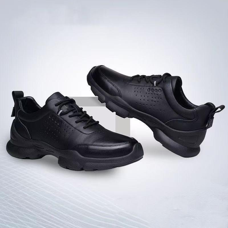 2025 new leather shoes casual men's shoes breathable non-slip outdoor running sneaker thick solid color business leather shoes