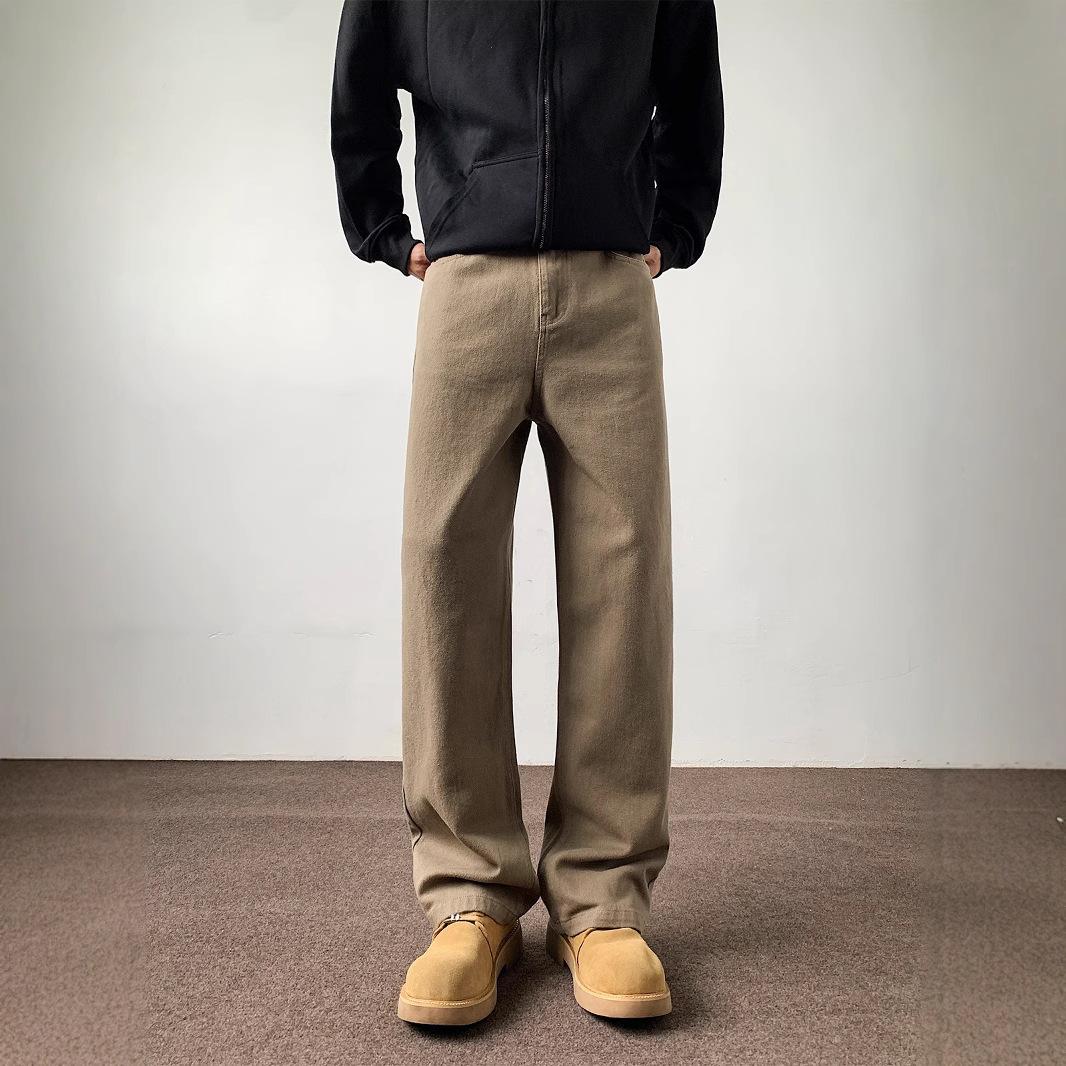 American Style New Brown Casual Long Pants Men's Loose Straight Jeans Slim Versatile Workwear Lumberjack Pants Cross-Border