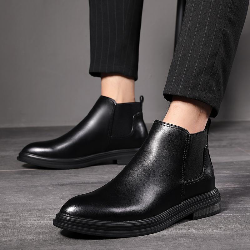 plus size cross-border pointed Chelsea boots England set leather boots business men's boots fleece-lined warm shoes a generation of hair