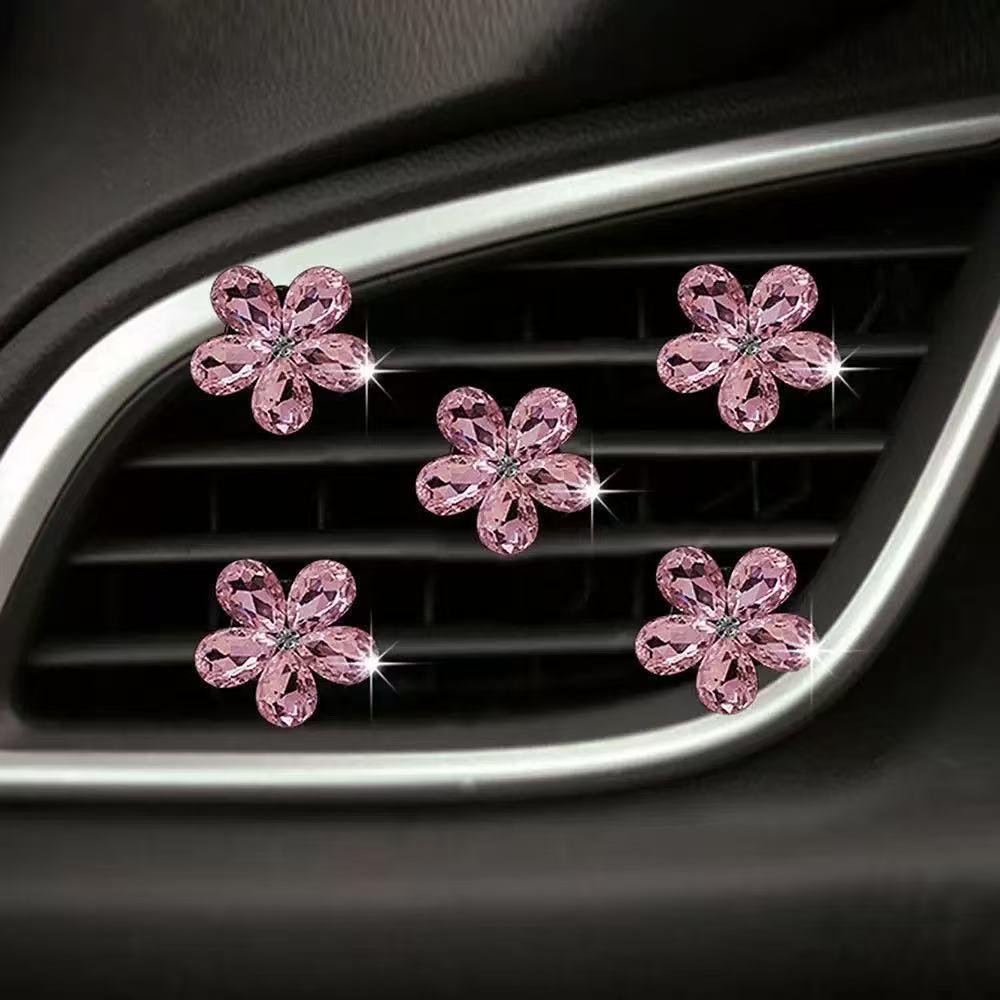 5-Piece Natural Small Crystal Set Car Air Vent Decoration Clip Car Interior Decoration Ornament