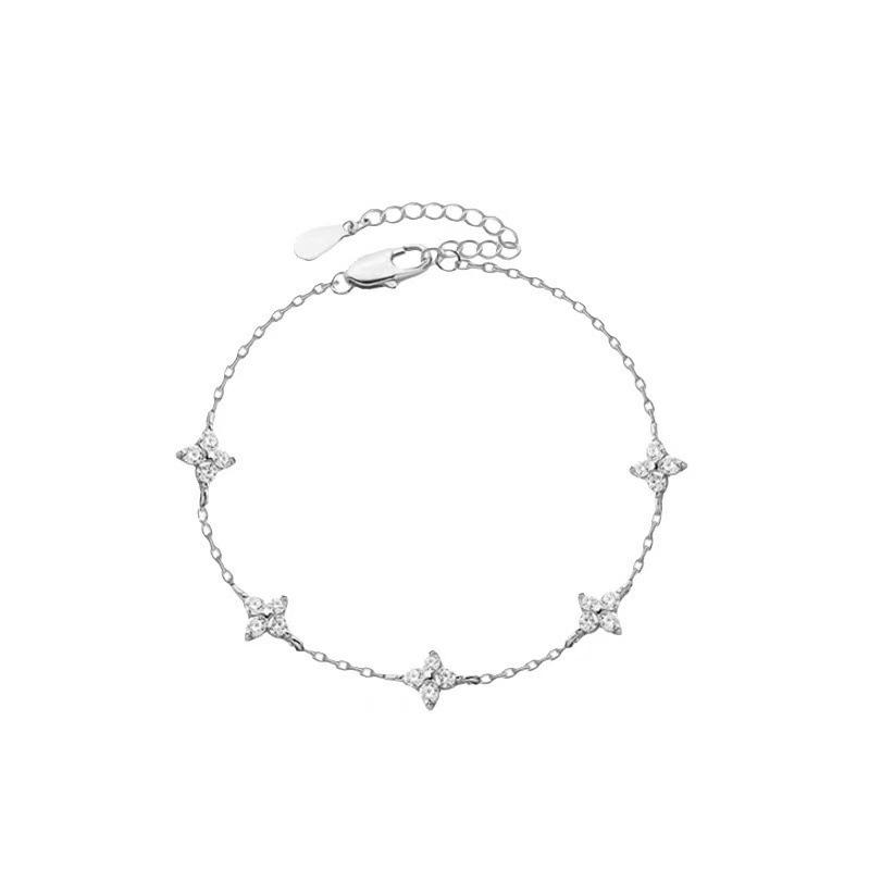 French-Style Light Luxury Four-Leaf Clover Bracelet for Women, Starry Flower Design, Versatile Jewelry, Gift for Girlfriend or Best Friend