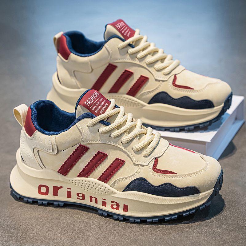 2026 Spring New Trendy Men's Non-Slip Wear-Resistant Sports Shoes with Three Stripes, Dad Boots, Work and Driving Trendy Styles
