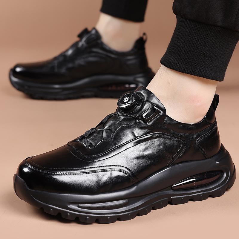New model men's casual sports shoes made of top-layer cowhide, with air cushion soles, lightweight and versatile, trendy genuine leather fashion shoes for men
