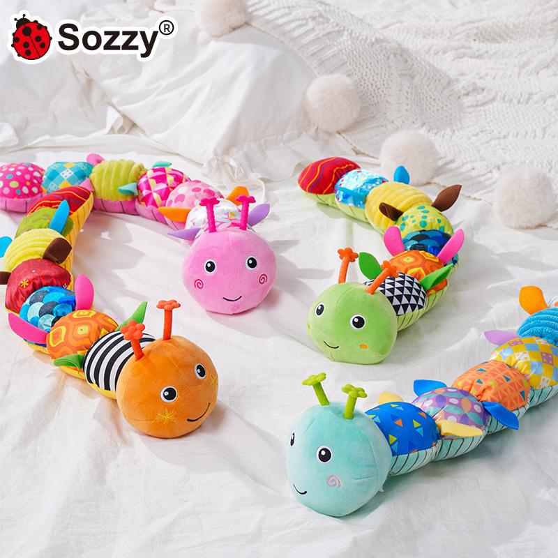 Sozzy Gum Caterpillar Baby Tall Rattle Doll Soothing Baby Plush Pug Newborn Toy