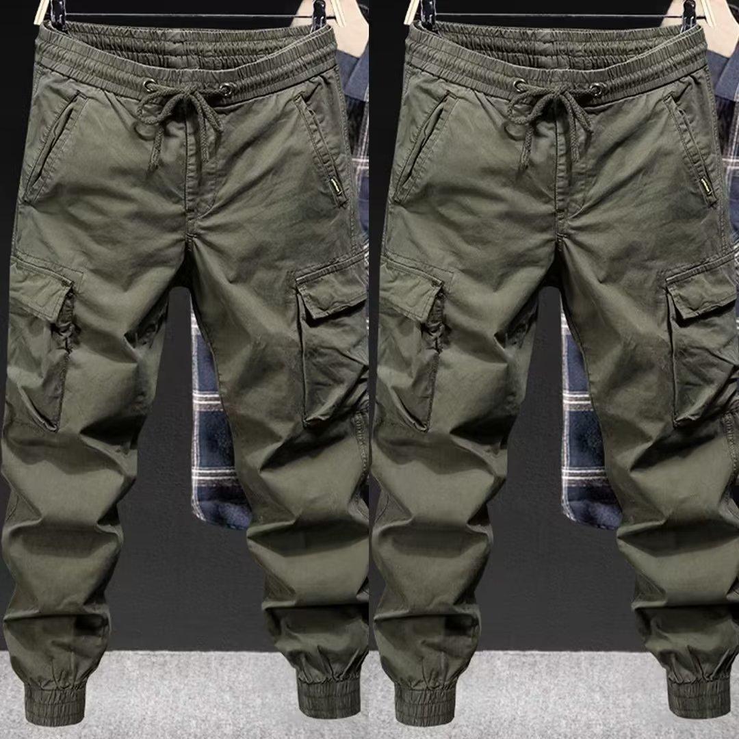 2025 Men's Cargo Pants Summer Thin Ice Silk Loose Large Size Workwear Men's Long Pants Construction Site Wear-Resistant Labor Protection Pants
