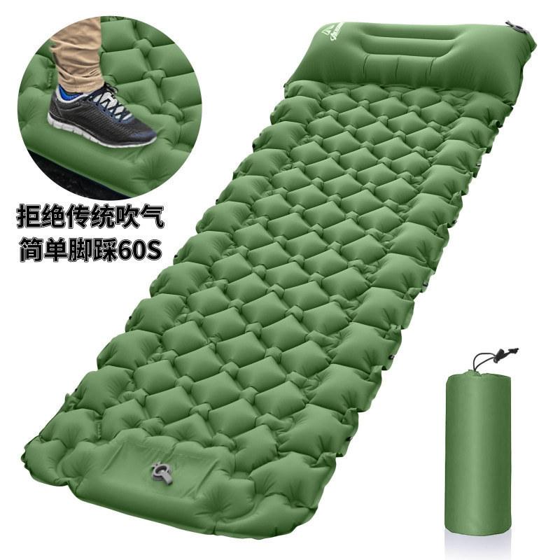 Outdoor automatic inflatable camping mat, portable foot-pedal moisture-proof mat, thickened TPU sleeping pad, foldable single-person picnic mat