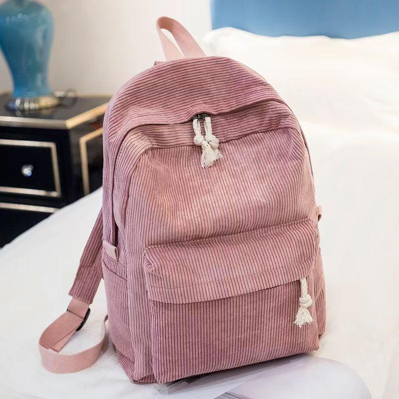 School Bag for Women, Korean Version, Harajuku Ulzzang, High School Student, Personalized Corduroy, College Style Backpack, Women's Backpack
