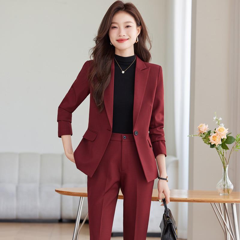 Ankola Red Suit Jacket Women's Dress High-end Casual Elegant Commuter Suit Broadcasting Host Professional suit