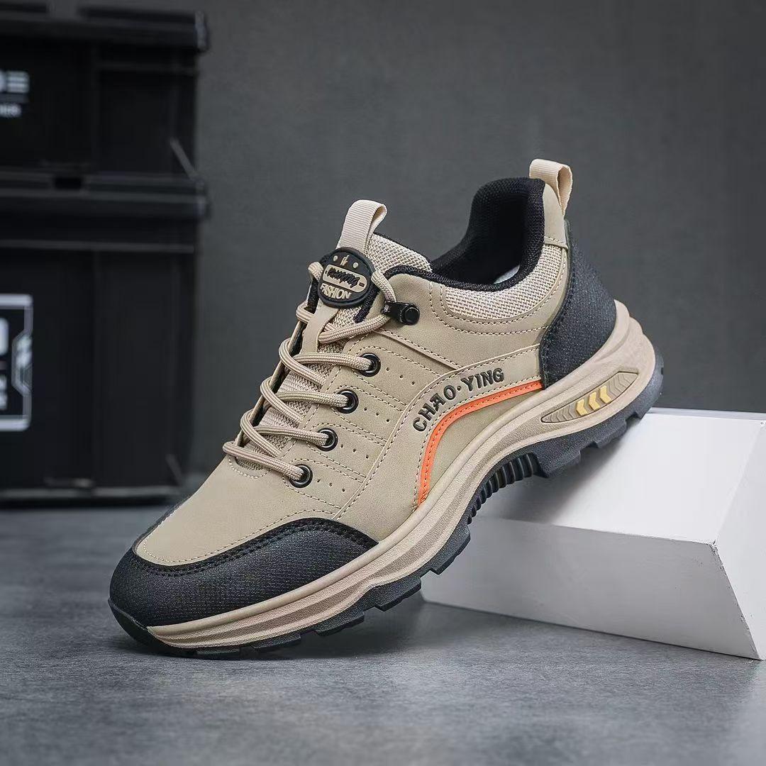 Men's Hiking Shoes Spring and Autumn Leather Soft Sole Soft Casual Shoes Thick Sole Versatile Running Sports Shoes Men's Hiking Shoes