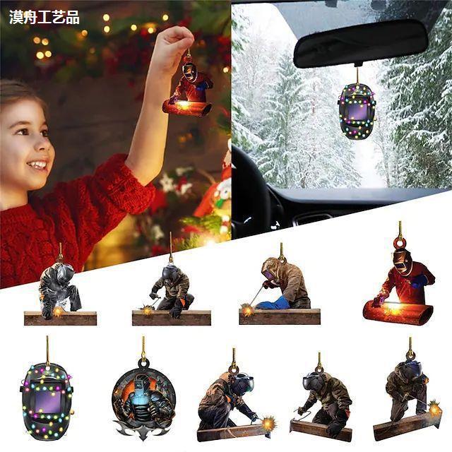 Cross-border new welder acrylic car interior pendant creative holiday decoration Christmas tree household supplies