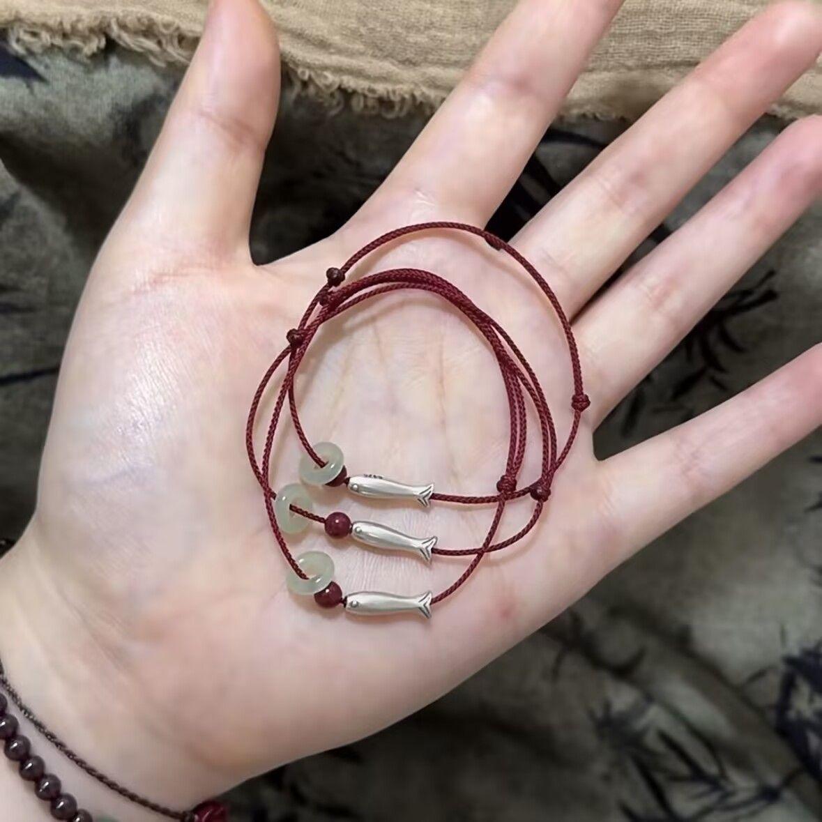 New Chinese Style Annual Surplus Fish Bracelet Red New Year Festive Hand Rope Women's Niche Simple National Fashion Jewelry Wholesale