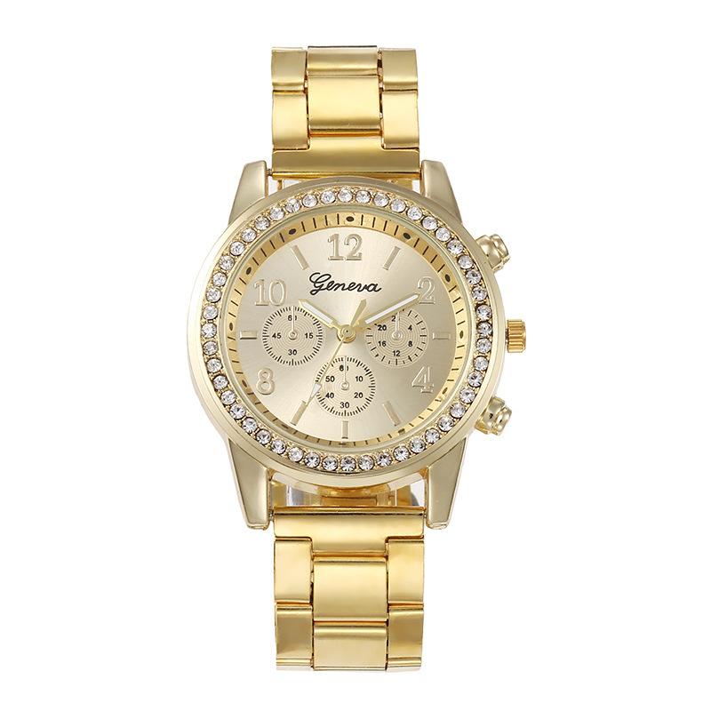 Cross-border Explosions Geneva Casual Steel Band Watch Women's Korean-style Simple Fashion Diamond Watch Quartz Watch Women