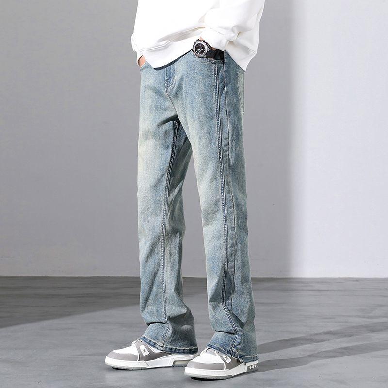 American-style High Street Spring and Summer Retro Jeans Men's 2024 New Style Casual Loose Straight Micro-horn Long Pants