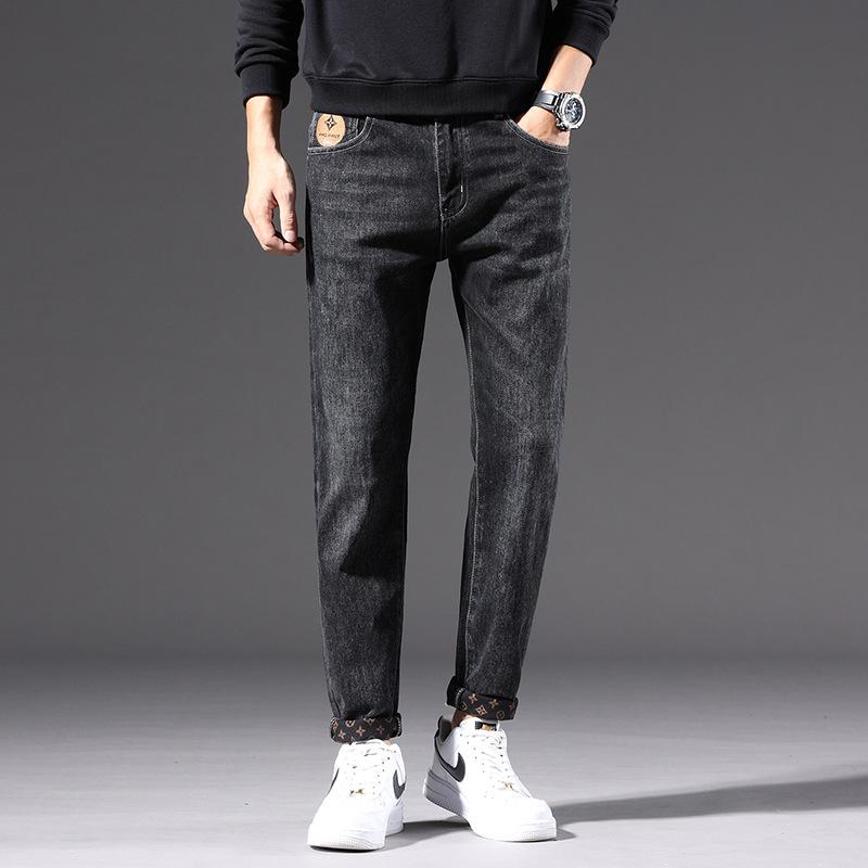 Autumn New Men's Jeans 2024 Trendy Brand Printed Ins Embroidered High-End Light Luxury Fashion Small Straight Pants
