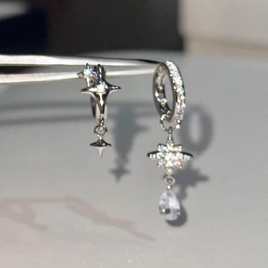 Dynamic and Playful Full-Diamond Sparkling Earrings, Star Hoop Earrings, Starburst Water Drop Zircon!