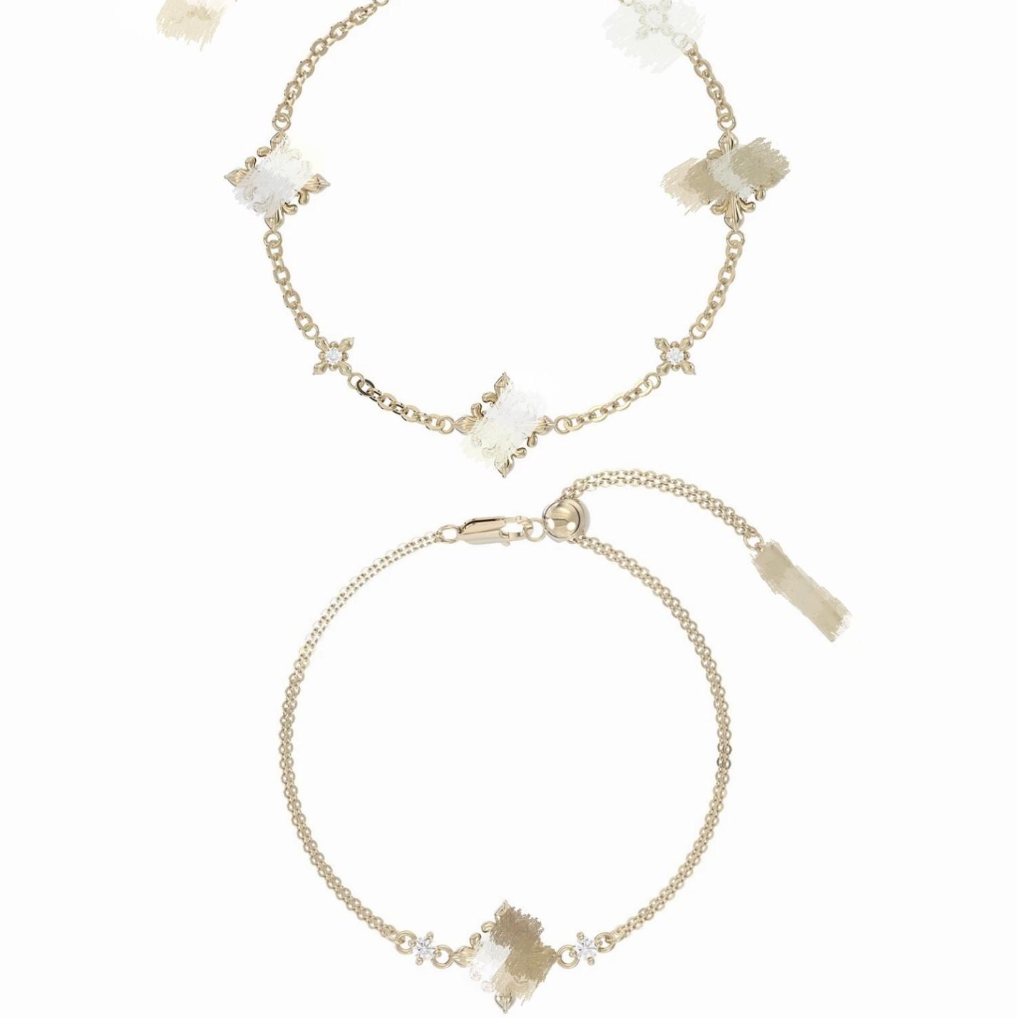 Three-Fold Jewelry Similar to the Iris Flower Pull-Out Bracelet for Women, Minimalist Commuter Style, High-End Jewelry, Maillard Light Luxury